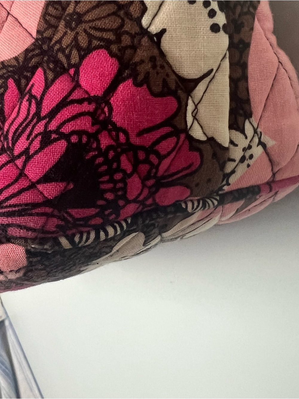 Vera Bradley Pink Floral Quilted Tote Bag Shoulder Purse Zip Top - Picture 6 of 17
